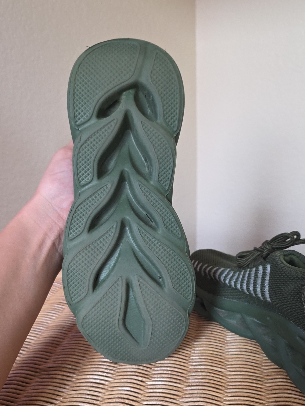 Women's Knit Athletic Sneakers in Dark Green - Picture 3 of 3